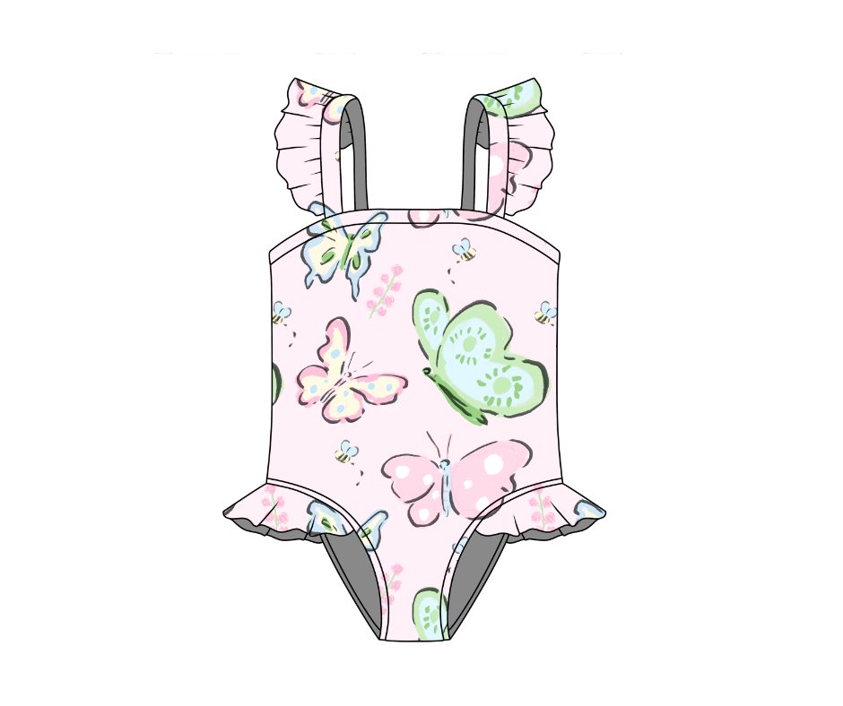 Pink butterflies swim one piece (eta June)