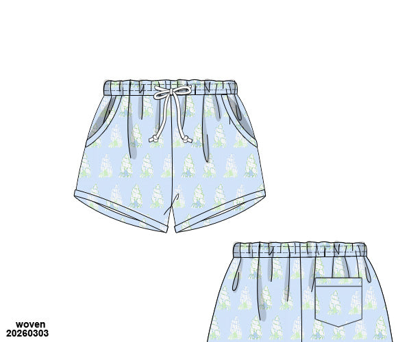Watercolor Crab swim shorts (eta June)