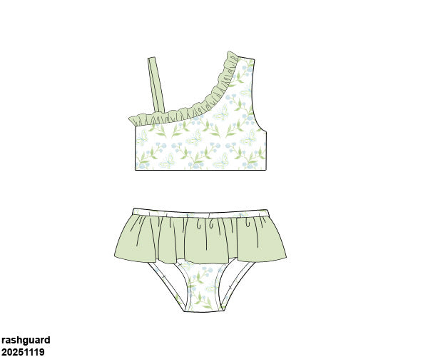 Hydrangeas and butterflies swim two piece (eta June)