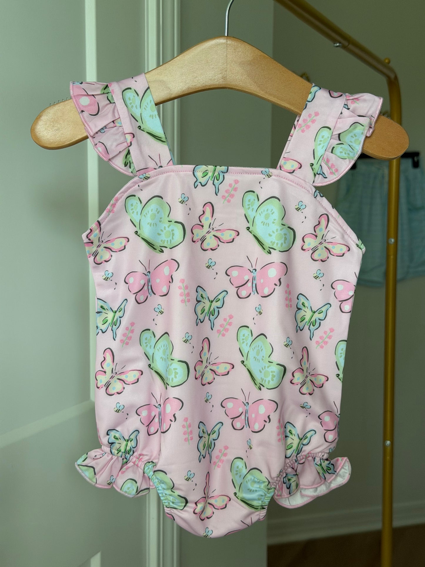 Pink butterflies swim one piece FINAL SALE