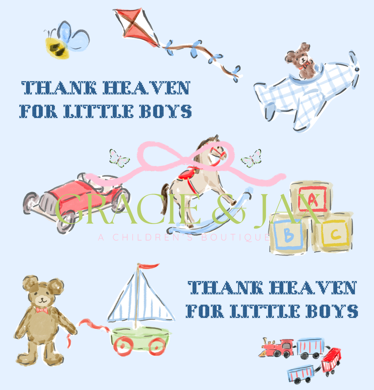 Thank Heaven for little boys bamboo SET