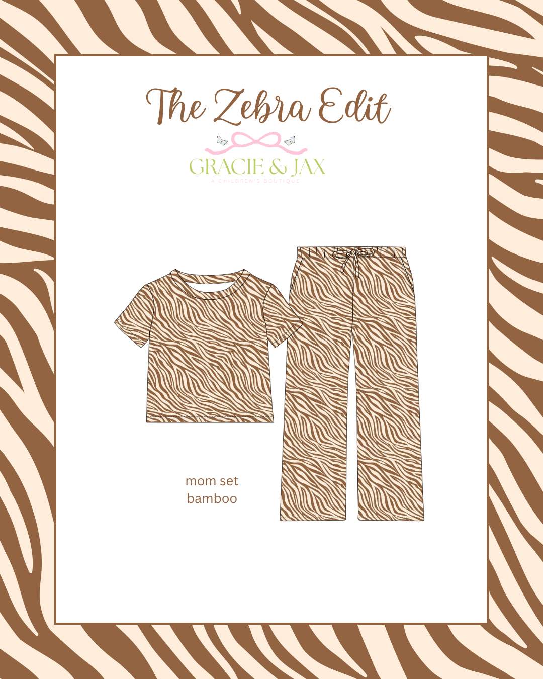 Zebra print Bamboo ADULT SET (ETA Jan)