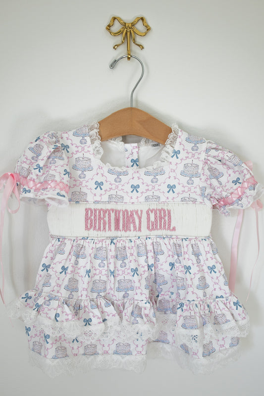 Birthday girl diaper set smocked
