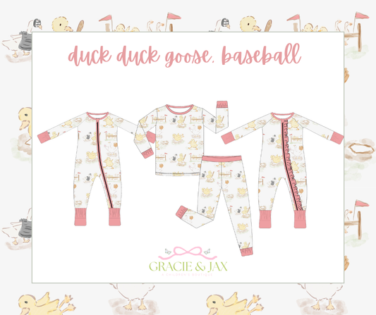 DUCK, DUCK, GOOSE BASEBALL BAMBOO PJS