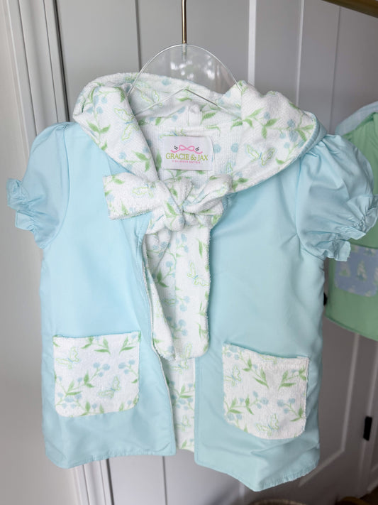 butterflies and hydrangeas towel cover up FINAL SALE