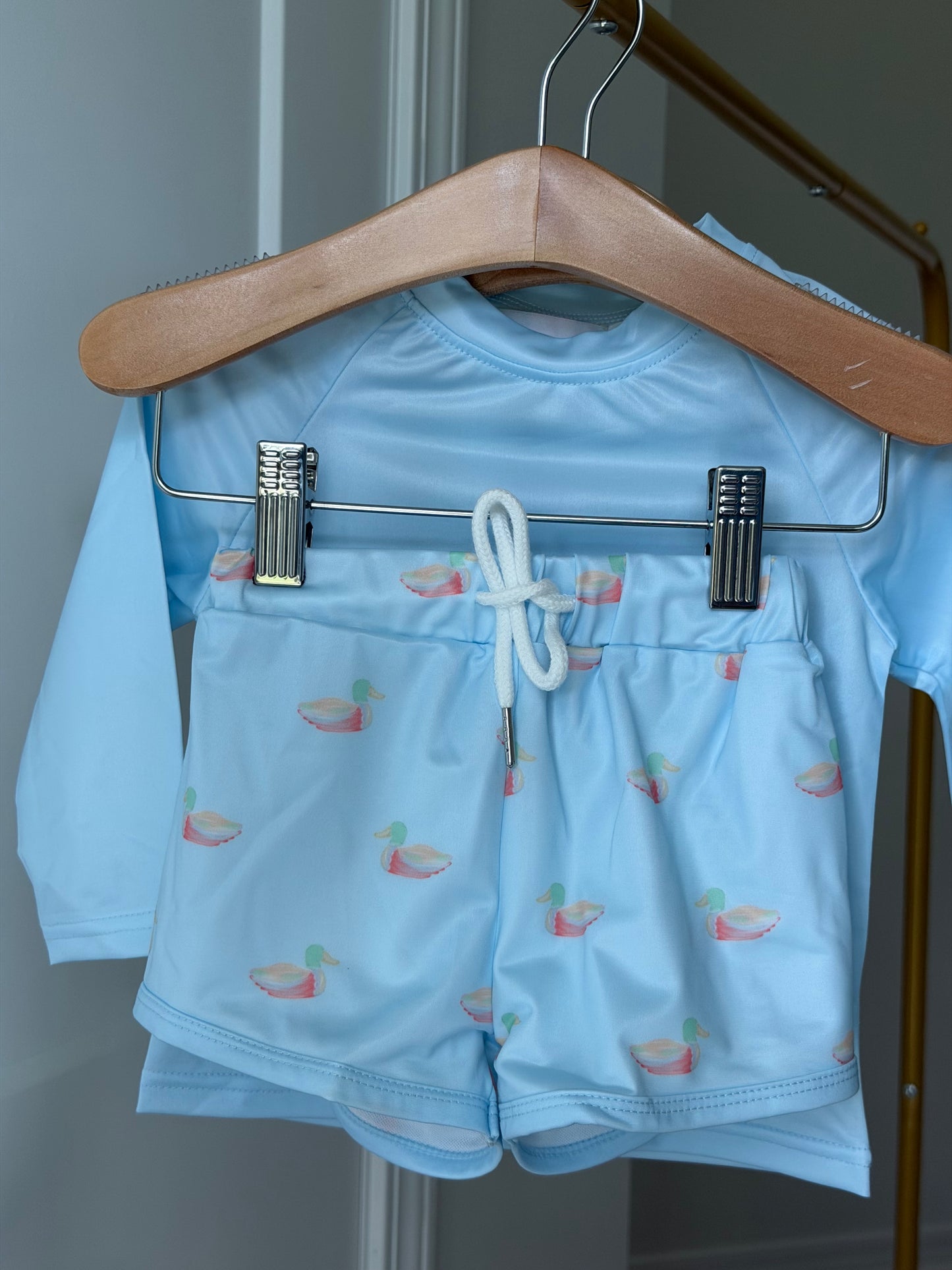 Water Color Ducks boy's swim with rash guard FINAL SALE