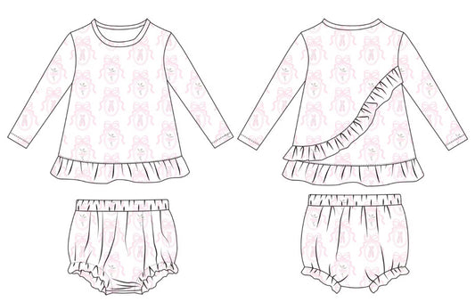 Ballerinas & Bows Pima Cotton diaper set