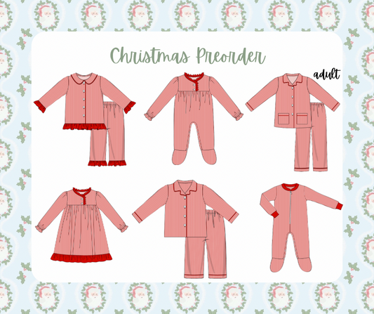 Red Striped Pajamas - ADULT
