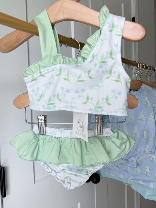 Hydrangeas and butterflies swim two piece FINAL SALE