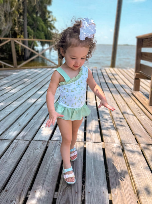 Hydrangeas and butterflies swim one piece FINAL SALE (size 3M)