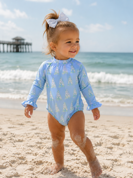 Watercolor Crab one piece swim FINAL SALE
