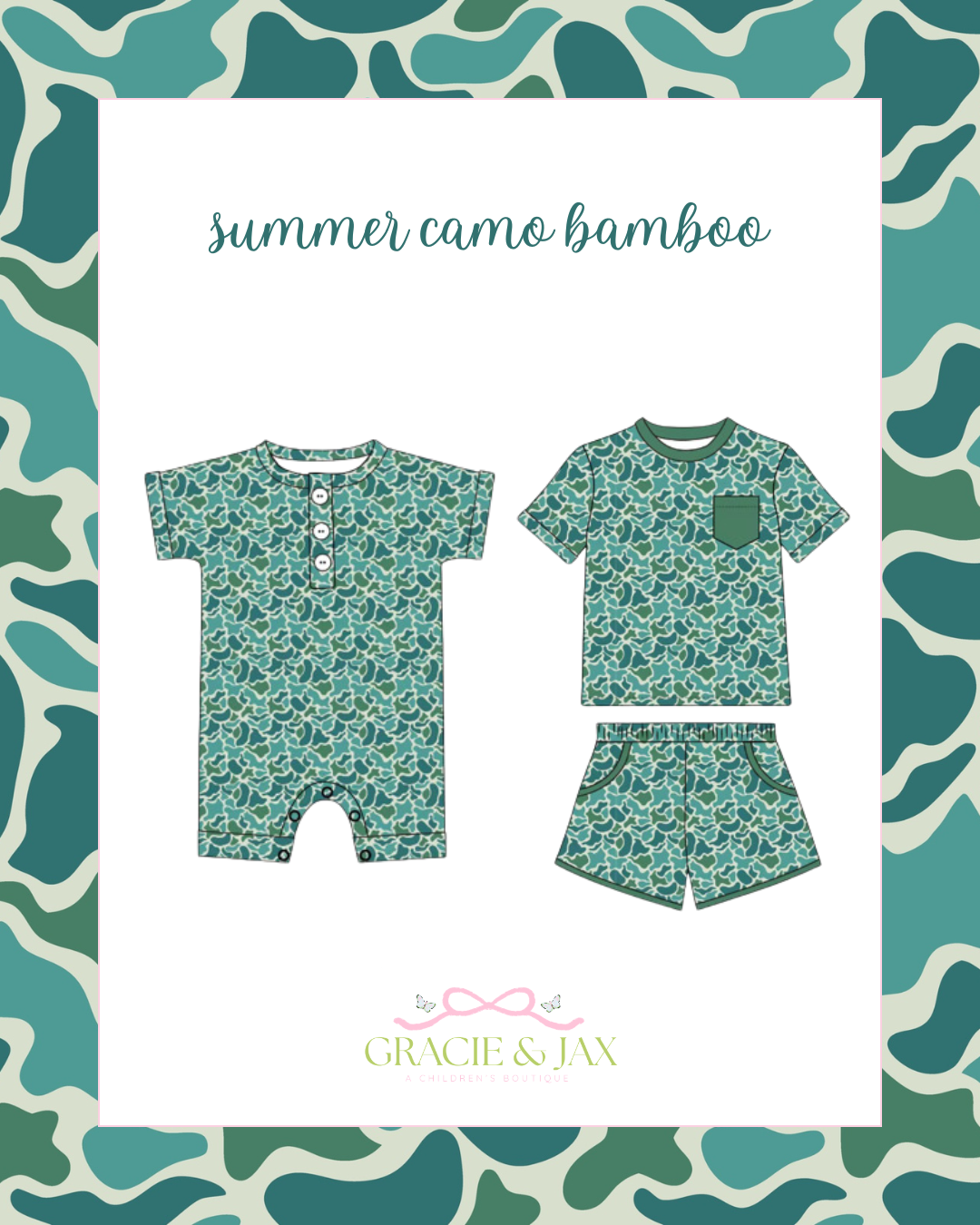 Summer Camo bamboo romper